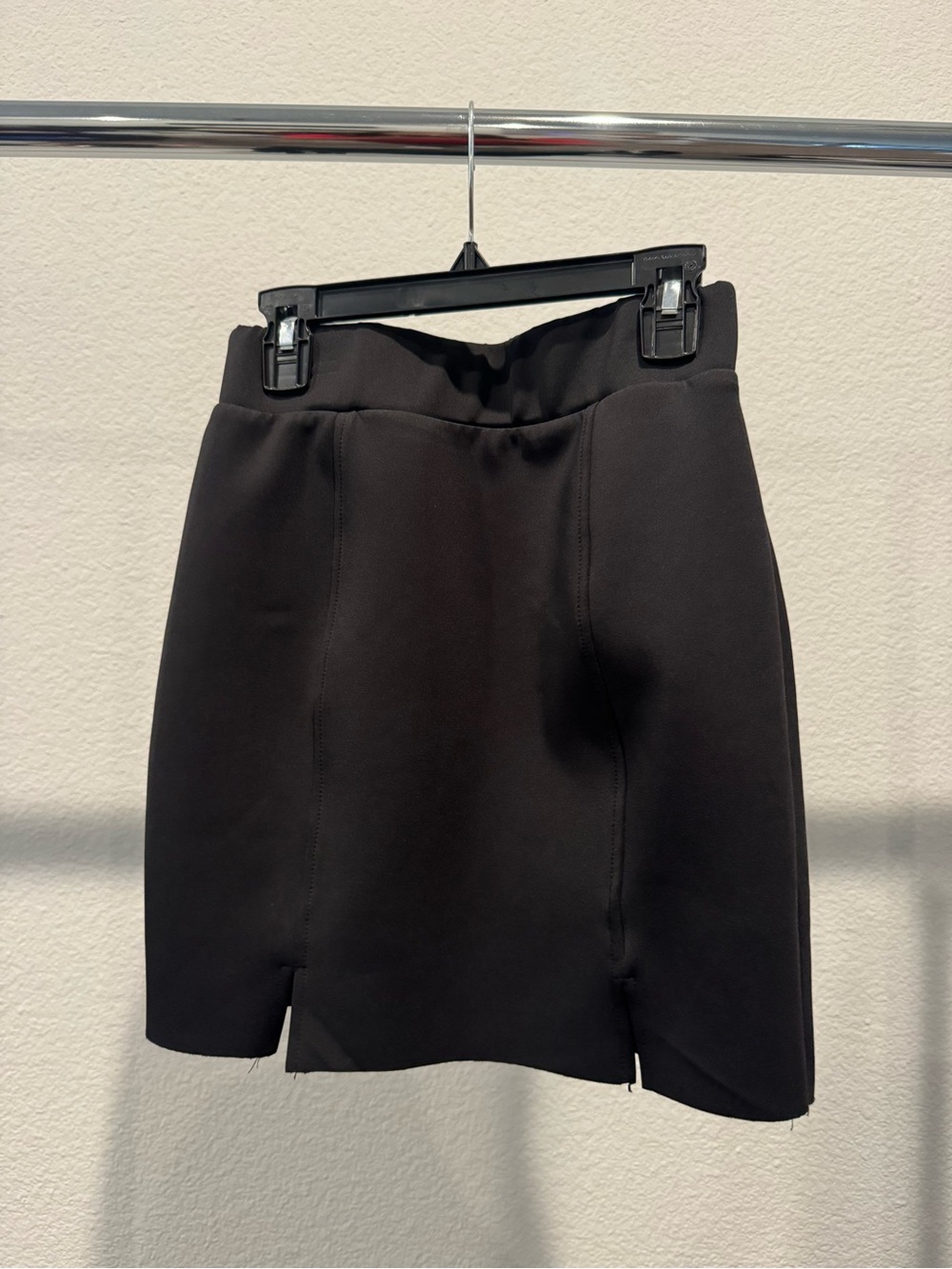Women's Black Mini Skirt with Front Slits